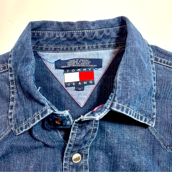 VINTAGE TOMMY HILFIGER Western Denim Shirt Medium - Picture 1 of 13